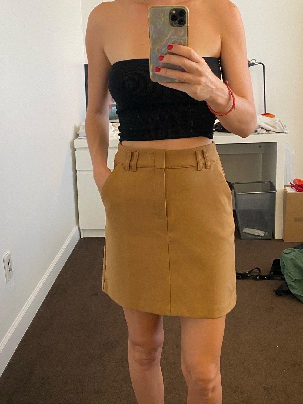 Zara Camel Mini Skirt with Belt Loops